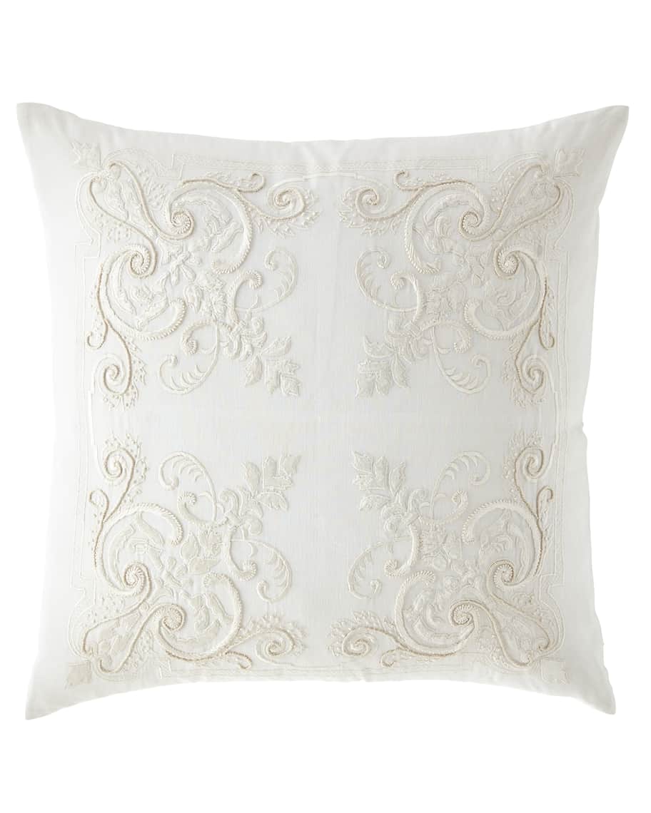 Callisto Home Troyes Embroidered Accent Pillow, 22"Sq. Horchow