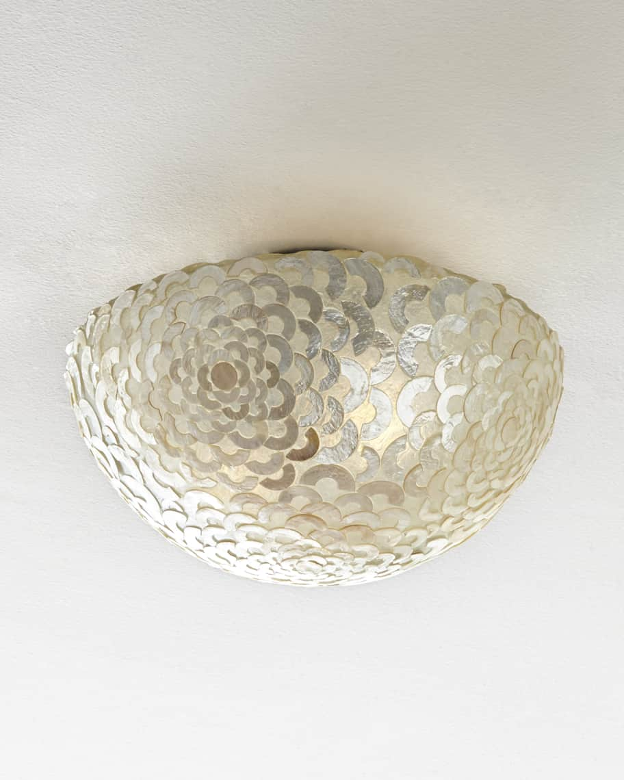 Image 1 of 1: Capiz Floral Flush-Mount Light Fixture