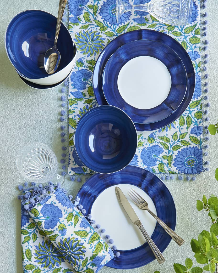 Image 3 of 5: 12-Piece Cobalt Brushstroke Dinnerware Set