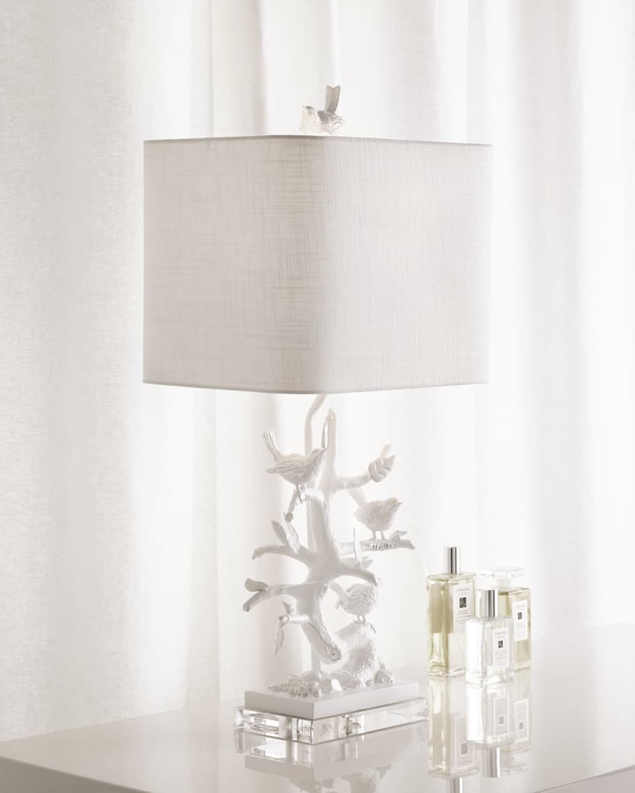 Image 1 of 1: White Bird-on-Branch Lamp