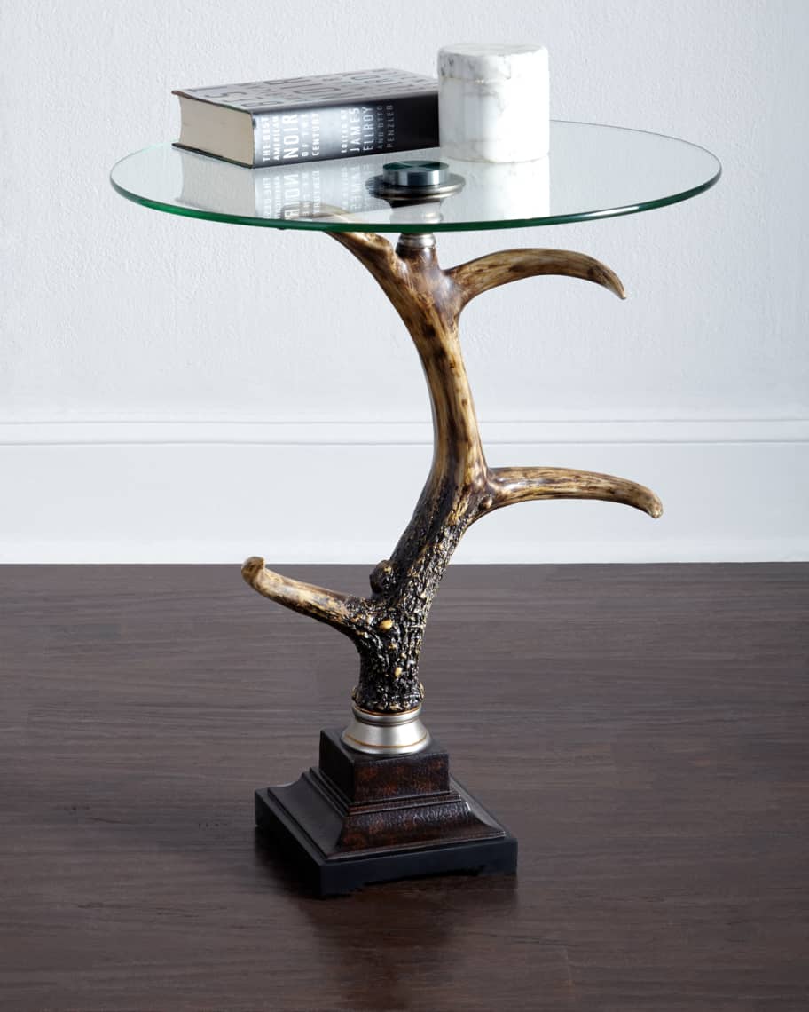 Image 1 of 2: Bronte Glass-Top Side Table