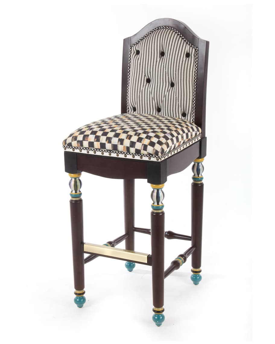 Image 1 of 2: Courtly Check Underpinnings Barstool with Back