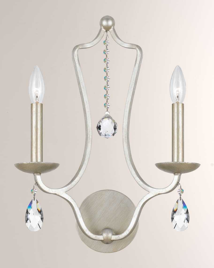 Image 1 of 1: Crystorama Manning Two-Light Silver-Leaf Sconce
