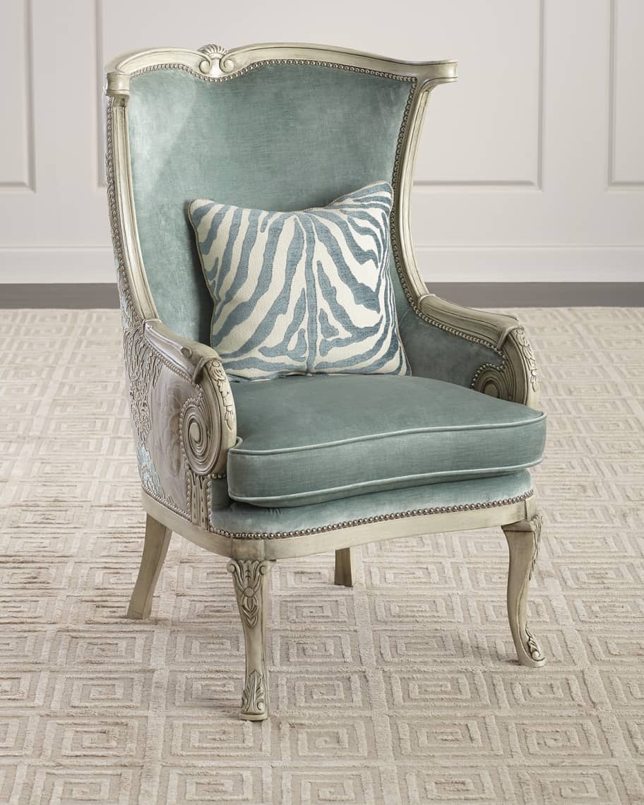 Massoud Silver Damask Chair Horchow