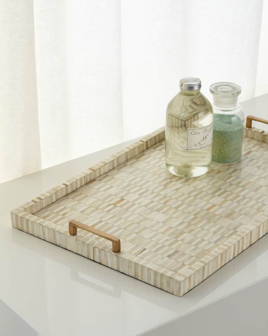 Image 1 of 2: Bone Tray with Nickel Handles