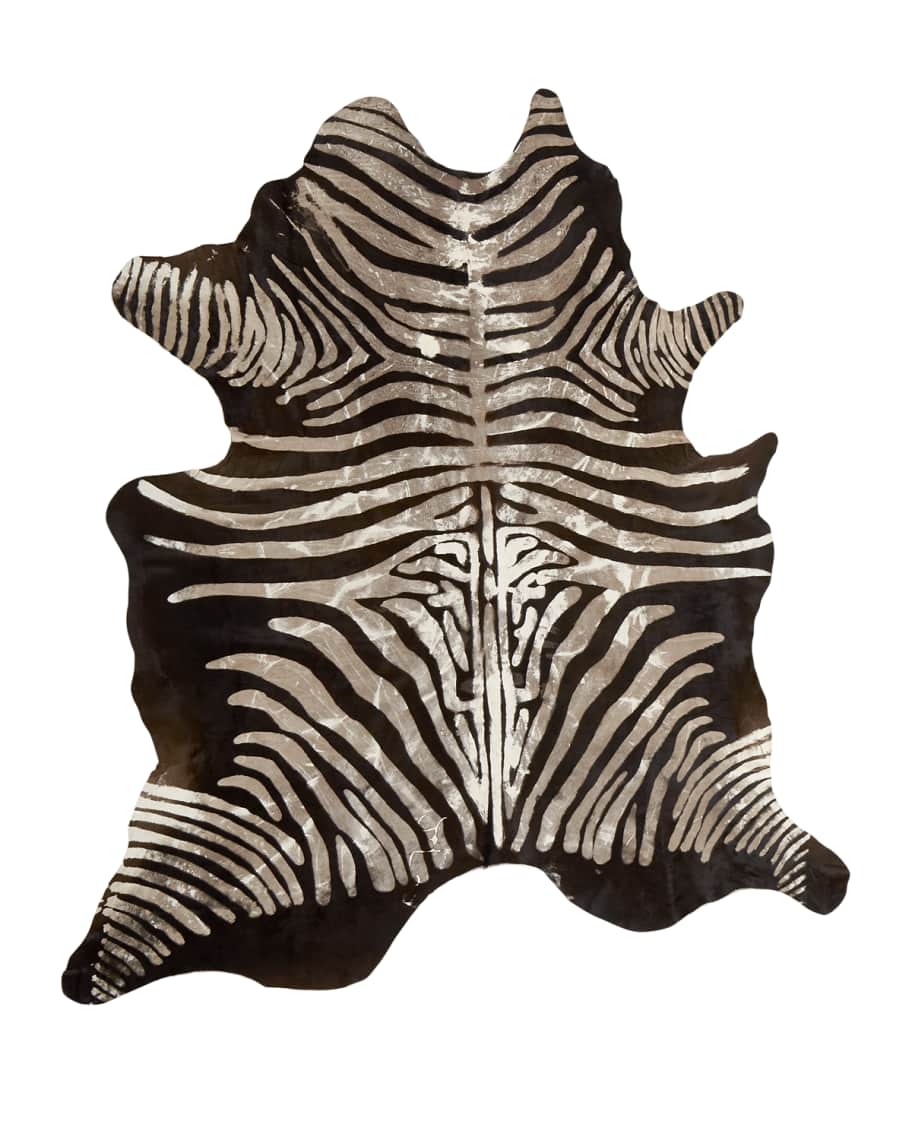 Image 3 of 5: Crisp Zebra-Print Hairhide Rug, 5' x 7'