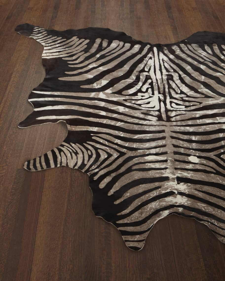 Image 1 of 5: Crisp Zebra-Print Hairhide Rug, 5' x 7'