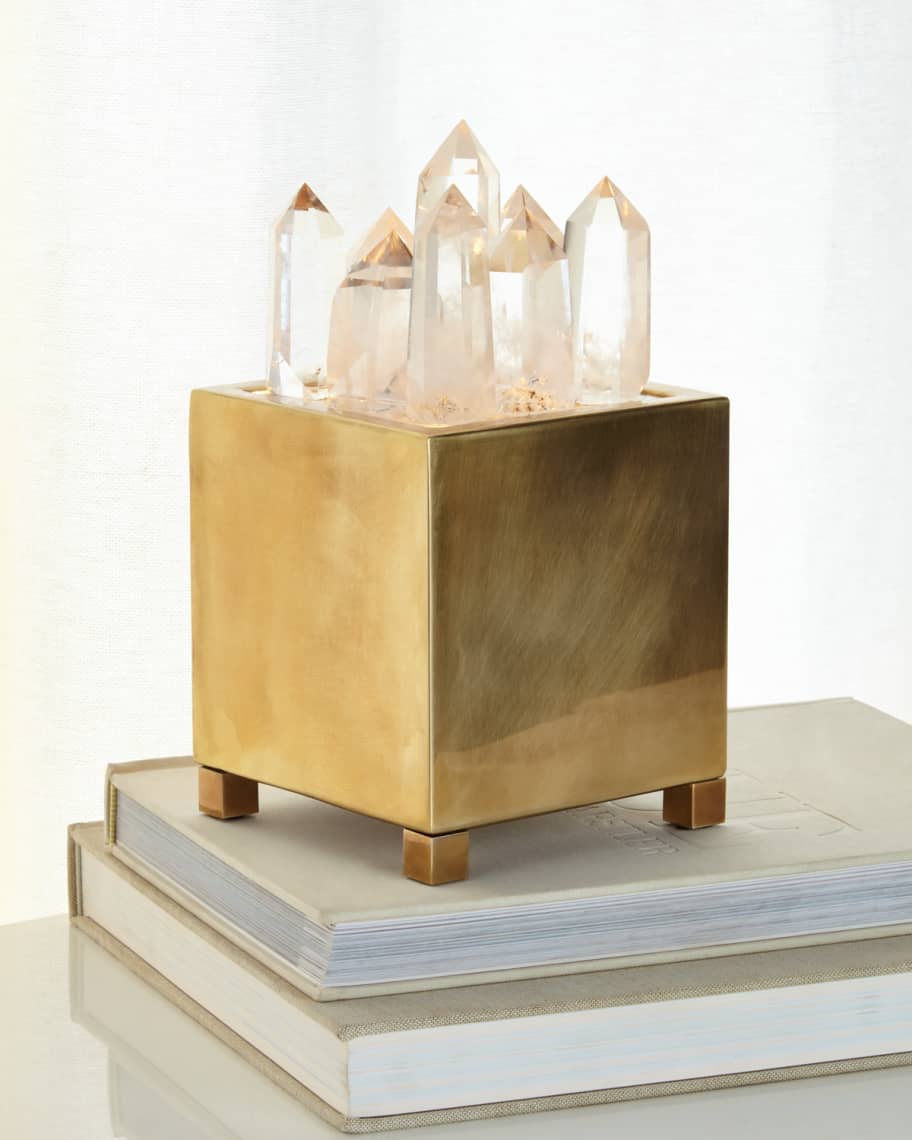 Image 2 of 2: Clear Quartz & Brass Box with Light