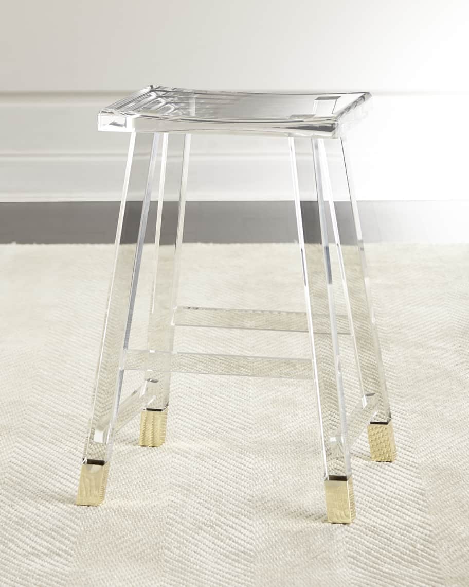 Interlude Home Dyer Acrylic Barstool, Lucite And Brass Bar Stools