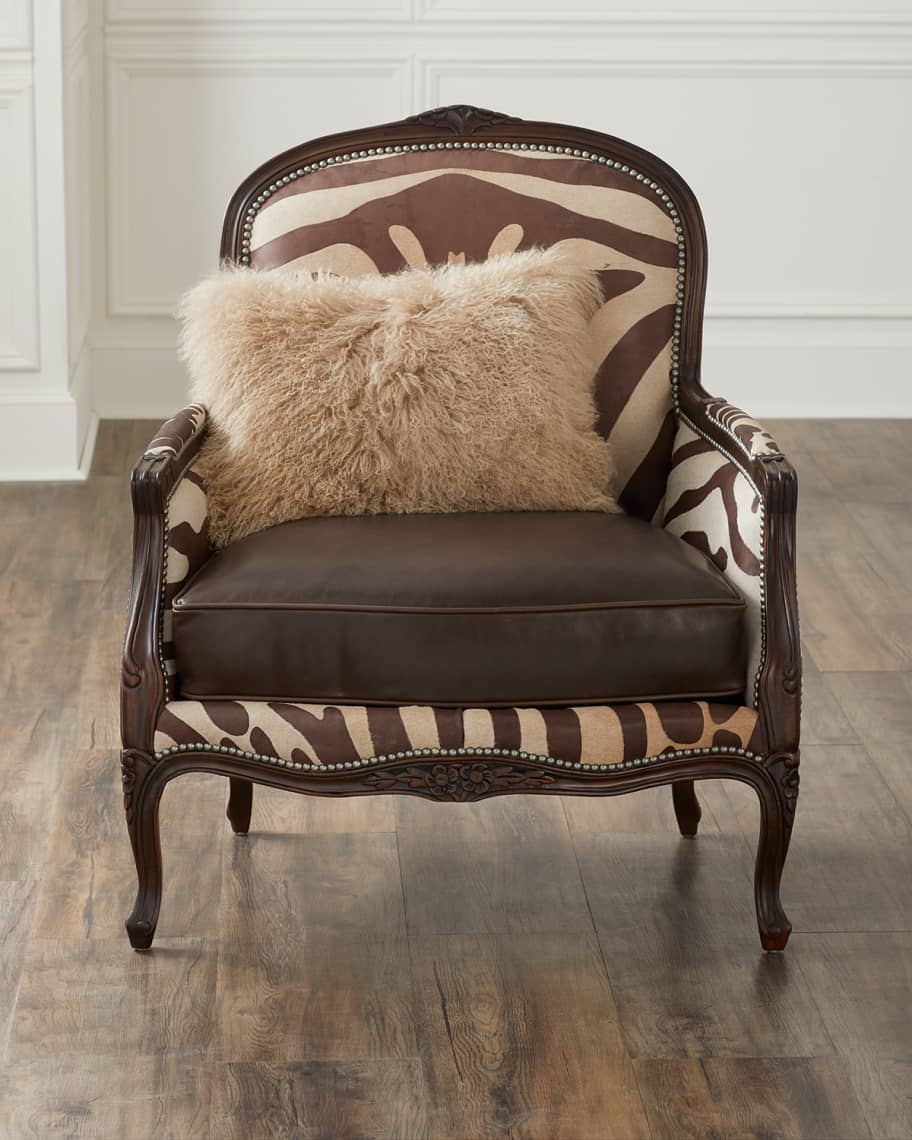 Massoud Titus Zebra-Print Bergere Chair | Horchow