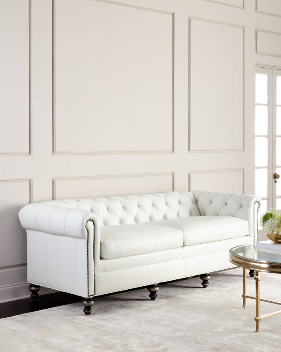Image 1 of 4: Whitestone Chesterfield Leather Sofa