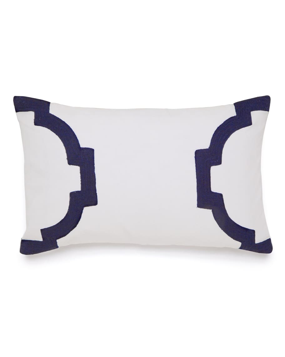Westpoint Home Hampton Links White Pillow with Navy Embroidery 12 x 20 Horchow