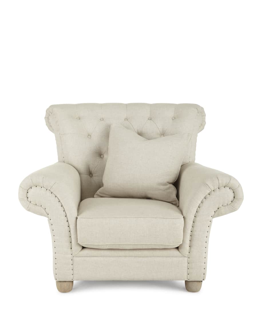 Image 3 of 3: Dorothy Tufted-Back Chair, Ivory