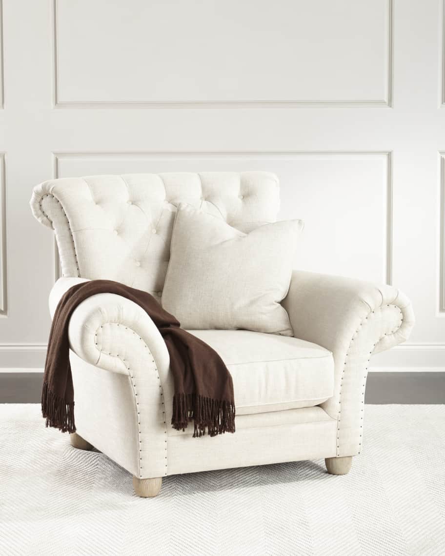 Image 1 of 3: Dorothy Tufted-Back Chair, Ivory