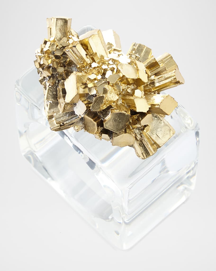 Image 1 of 2: Set of 4 Golden "Geode" Napkin Rings
