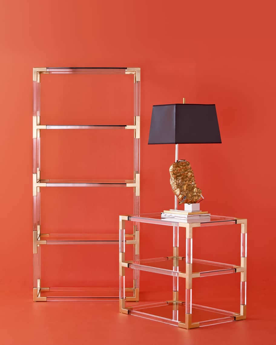 Image 3 of 3: Jacques Acrylic & Brass Etagere