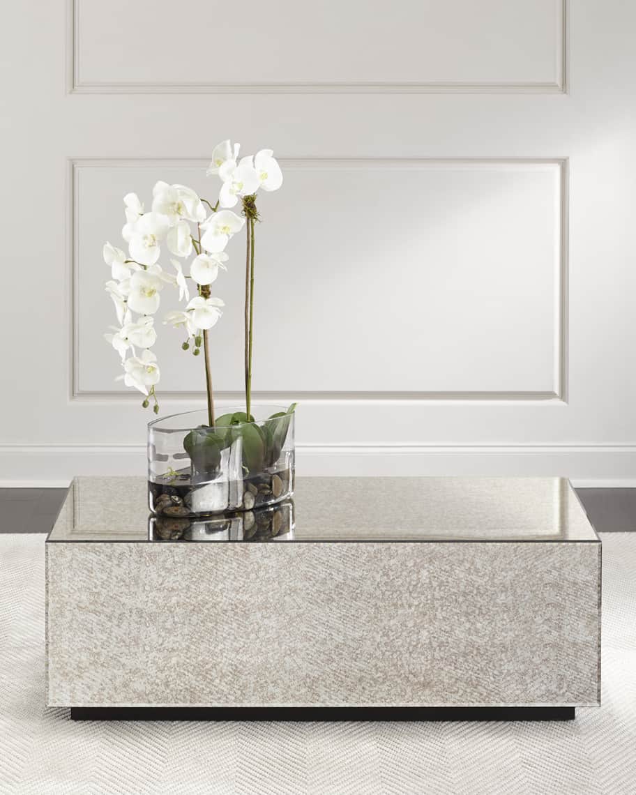 Image 1 of 5: Antique Mirrored Block Coffee Table