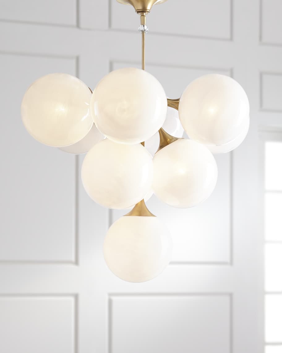 Cristol Tiered Chandelier in Hand-Rubbed Antique Brass with White Strie  Glass - Lumiere