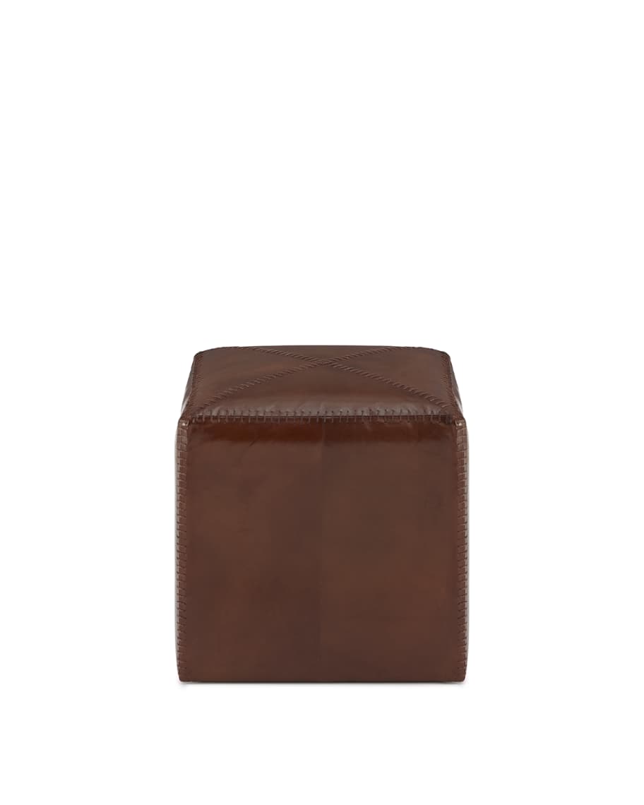 Image 3 of 4: Boland Small Leather Ottoman