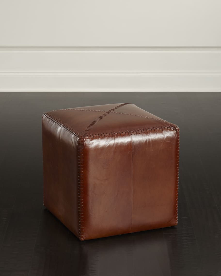 Image 1 of 4: Boland Small Leather Ottoman