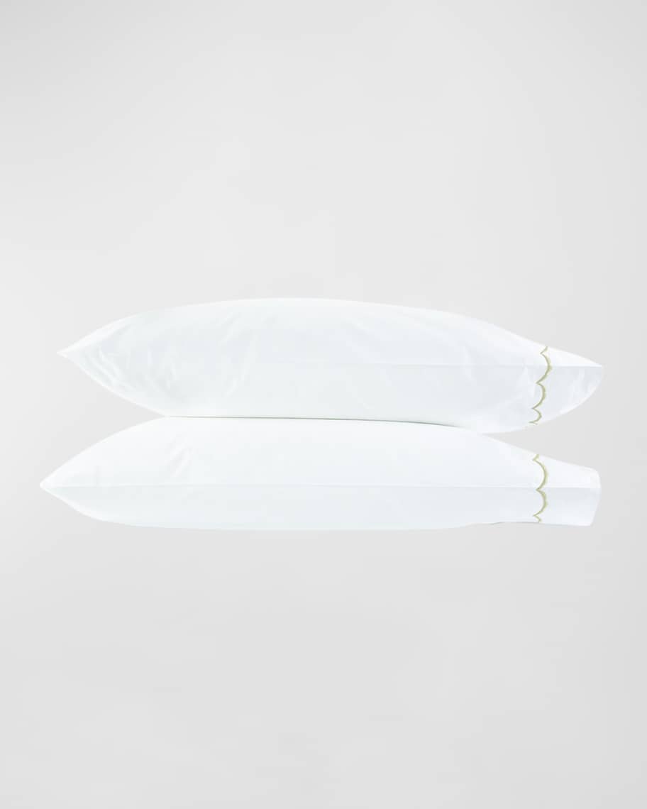 Matouk Two Scallops Embroidered 350 Thread Count Pillowcases, STANDARD