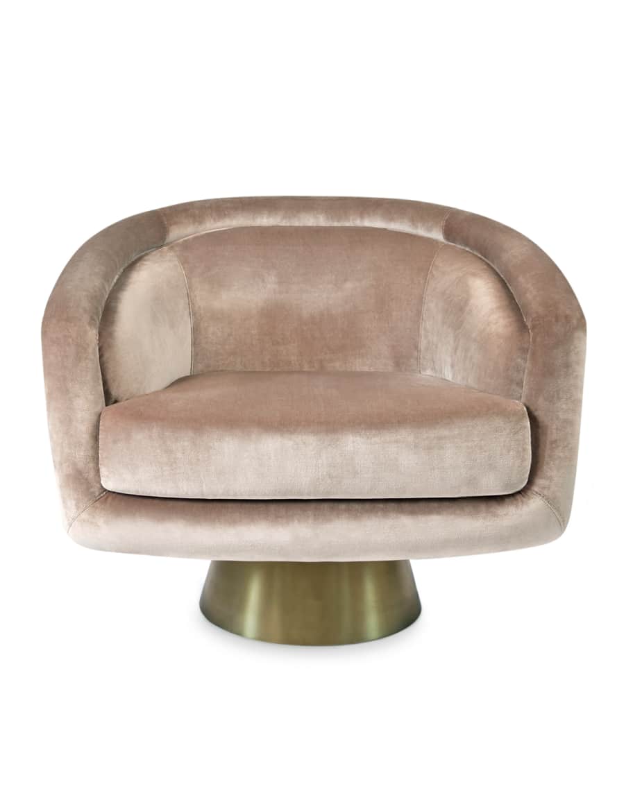 Image 1 of 5: Bacharach Velvet Swivel Chair