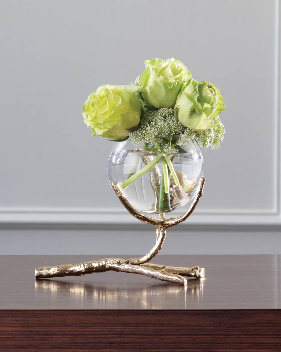 Image 2 of 2: Twig Brass Three-Vase Holder