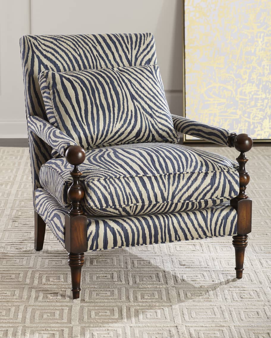Image 1 of 5: Zebra Transitional-Style Arm Chair