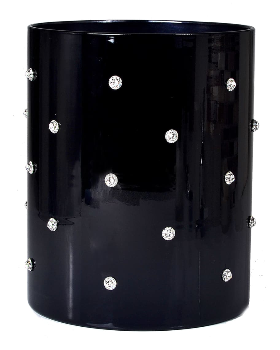 Image 1 of 1: Nova Glass Wastebasket with Stones, Black