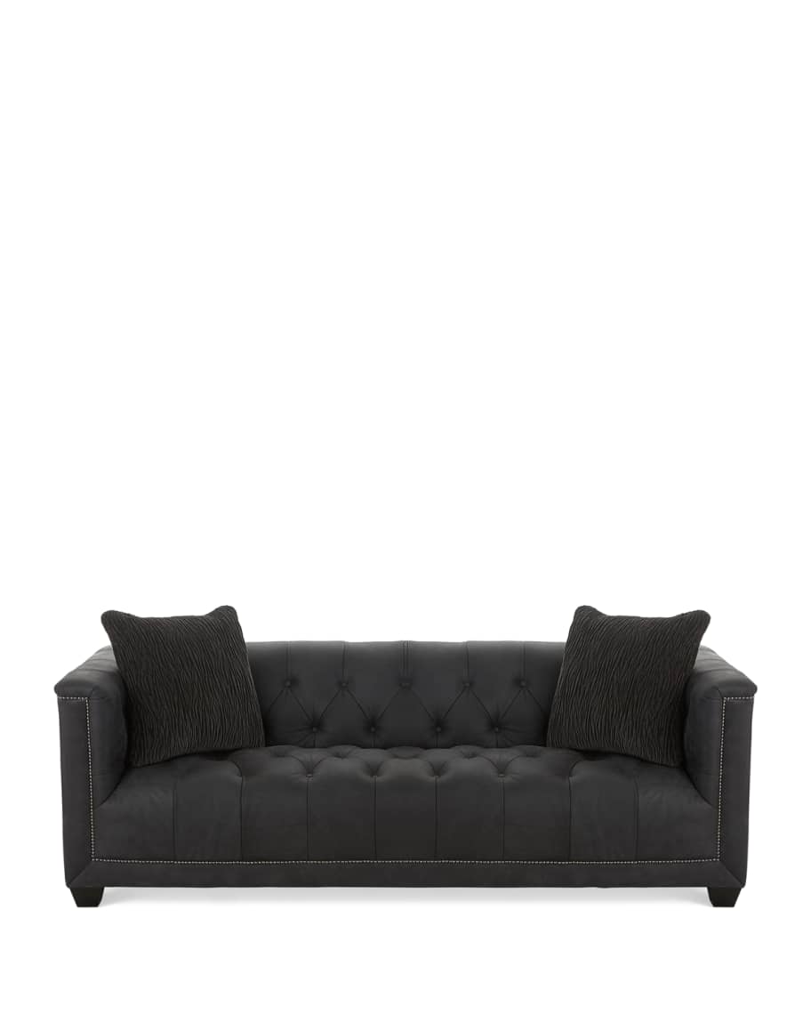 Image 2 of 2: Paxton Tufted Leather Sofa, 90"