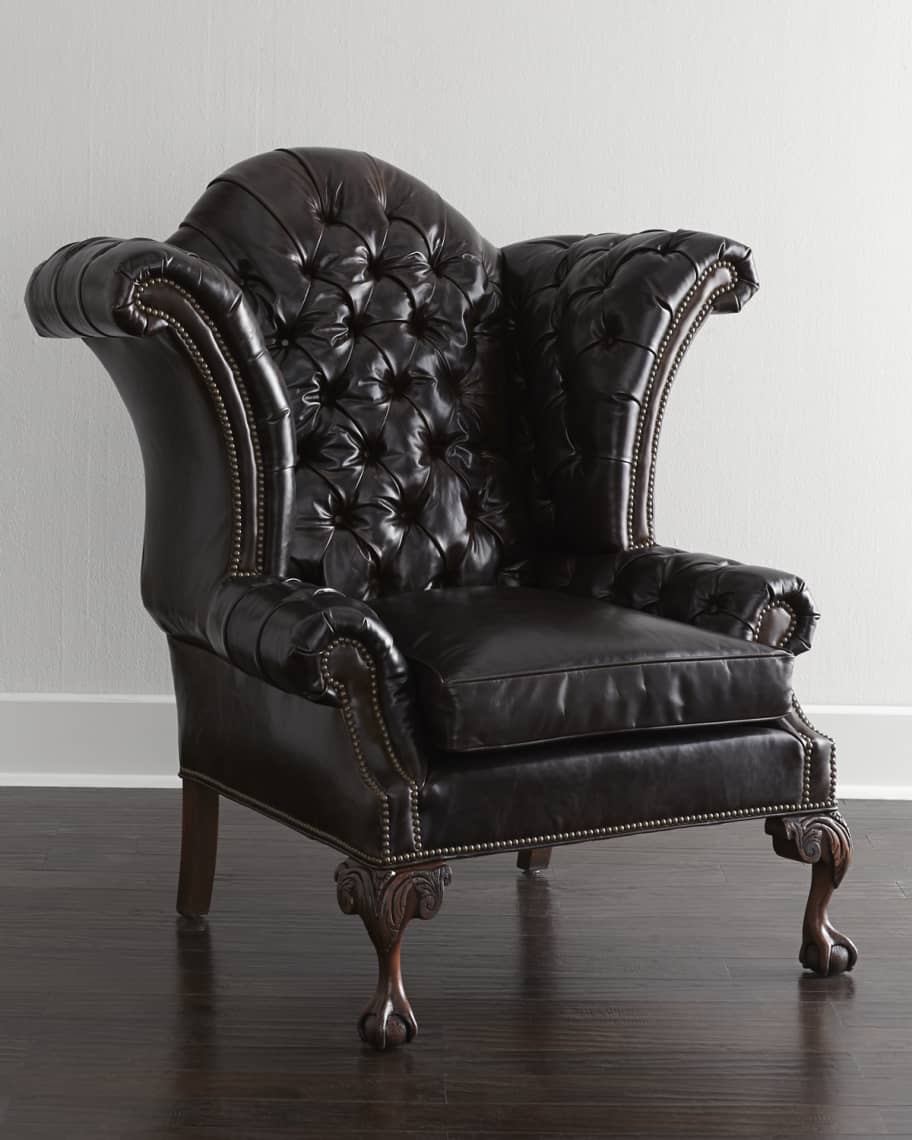 Old Hickory Tannery Liberty Creek, Tufted Leather Wing Chair