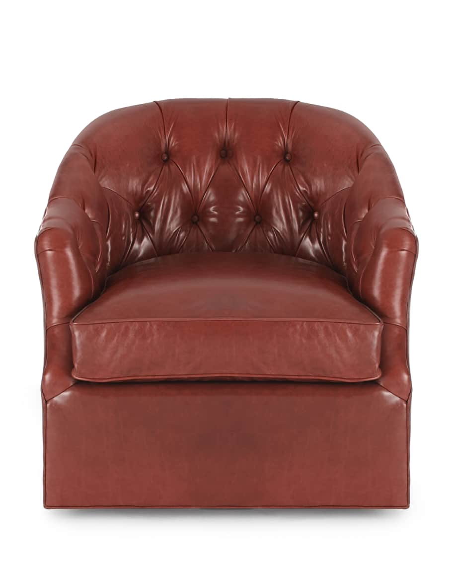Image 2 of 3: Rae St. Clair Red Leather Swivel Chair