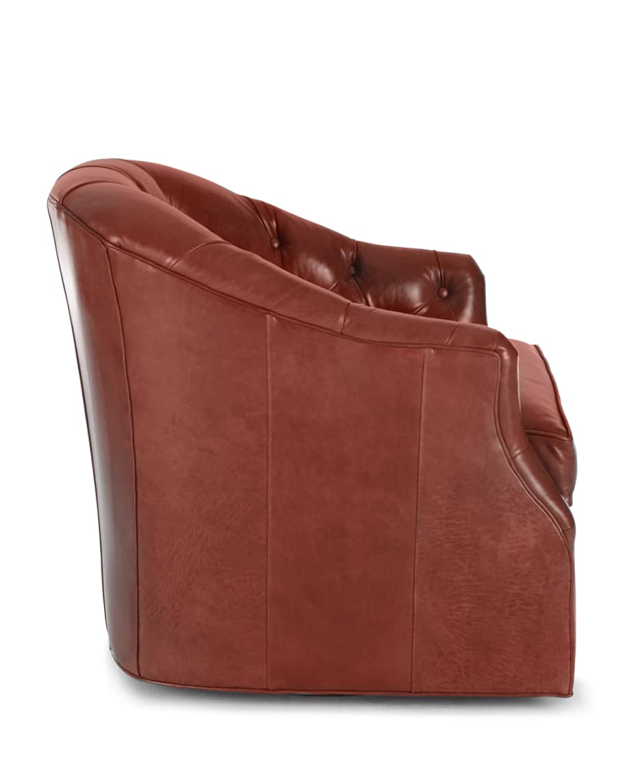 Image 3 of 3: Rae St. Clair Red Leather Swivel Chair