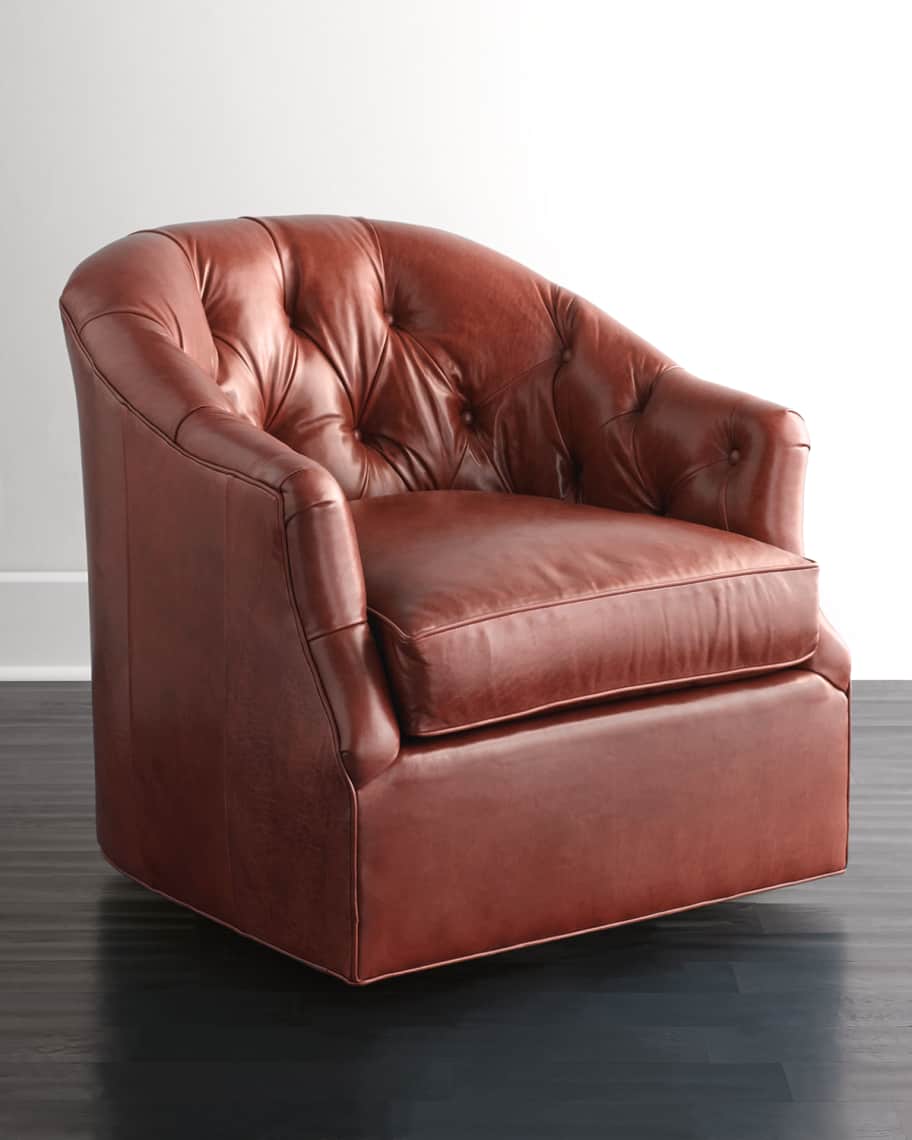 Image 1 of 3: Rae St. Clair Red Leather Swivel Chair