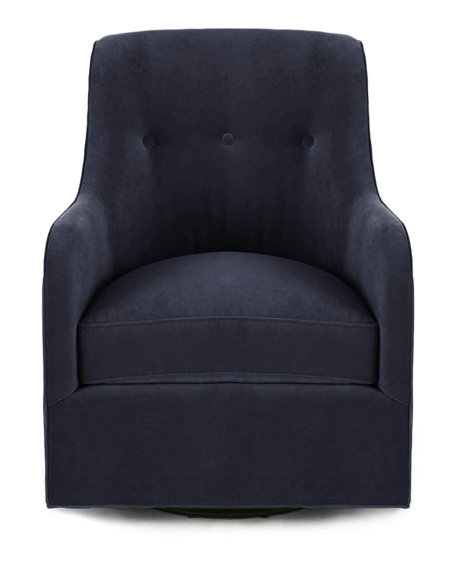 Image 2 of 3: Cali St. Clair Navy Velvet Swivel Chair