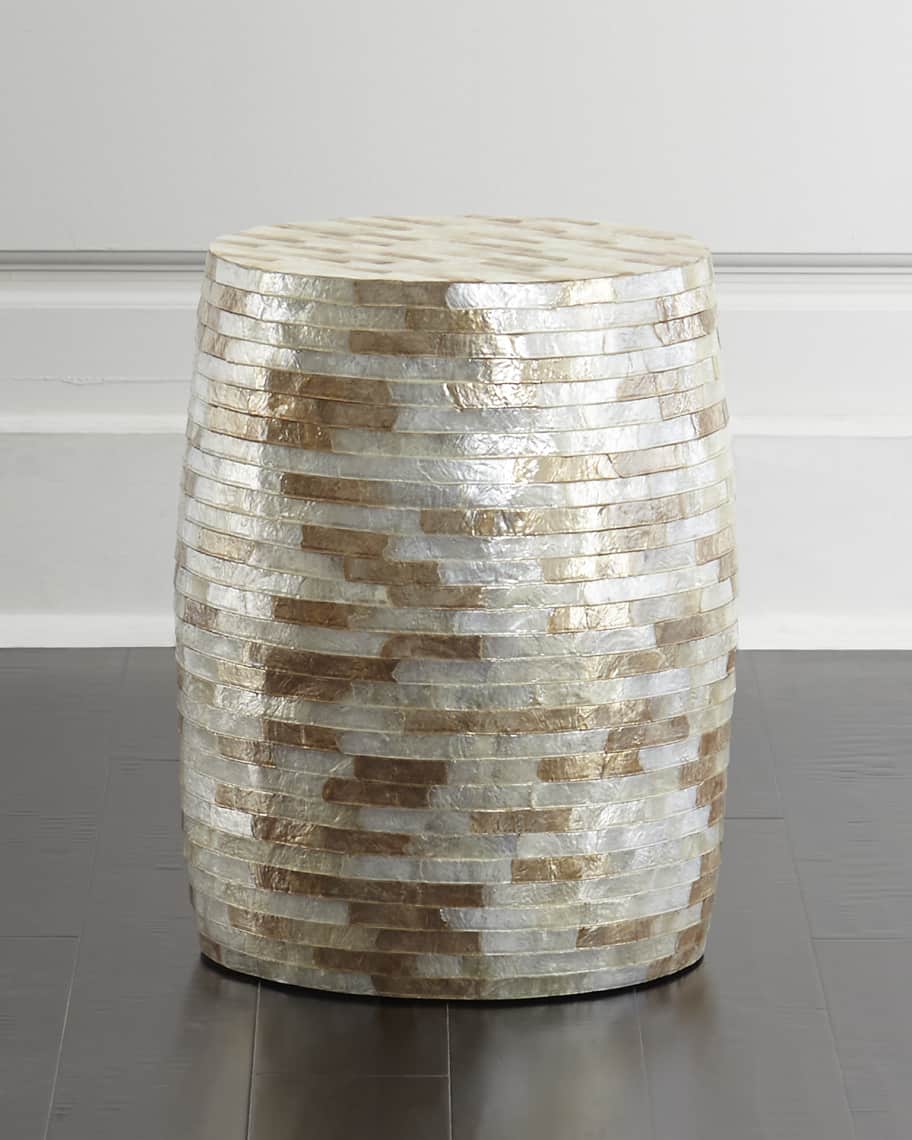 Image 1 of 5: Capiz Barrel Garden Stool
