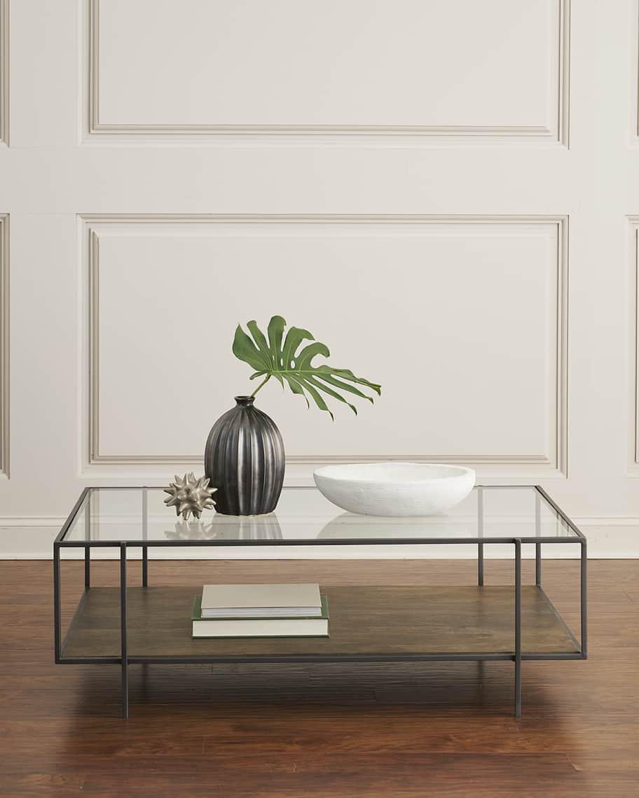 Wood metal and on sale glass coffee table