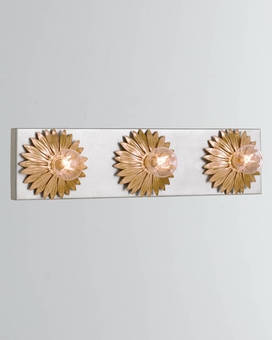 Image 1 of 1: Broche 3-Light Antiqued Gold and Silver Bathroom Vanity