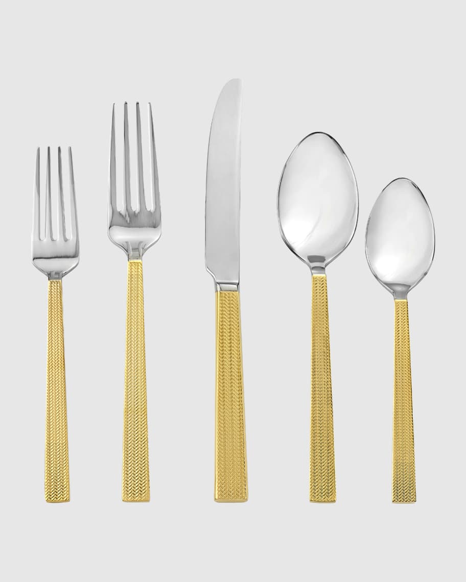 Image 3 of 4: 20-Piece Gold Harrington Flatware Set