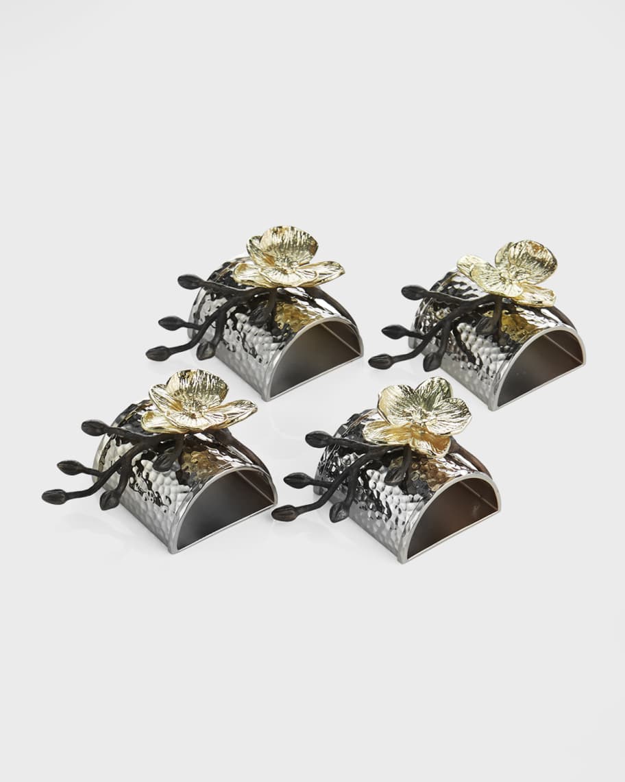 michael aram 花の装飾 ナプキンリング シルバーゴールド Michael Aram Four Gold Orchid Napkin Rings | Horchow
