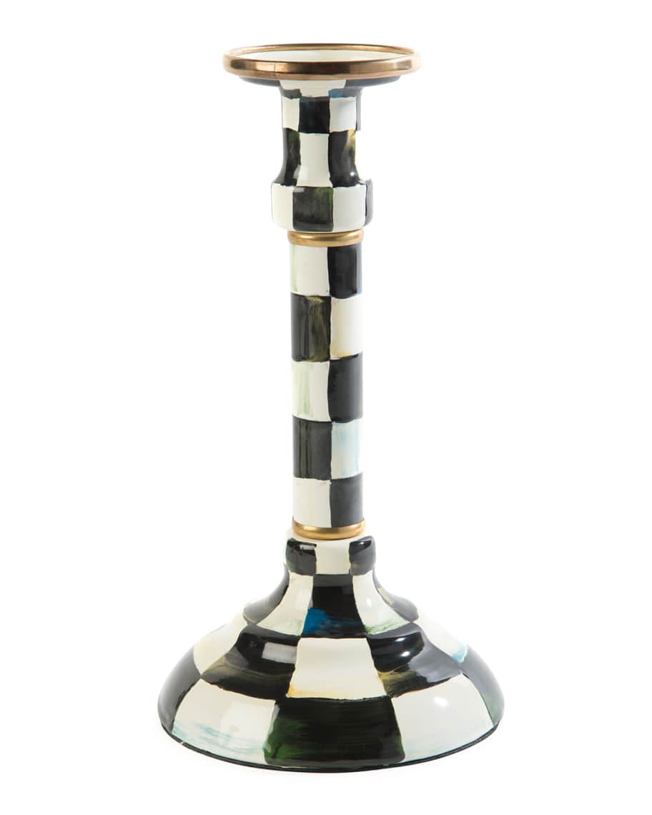 MacKenzieChilds Courtly Check Enamel Large Candlestick Holder Horchow