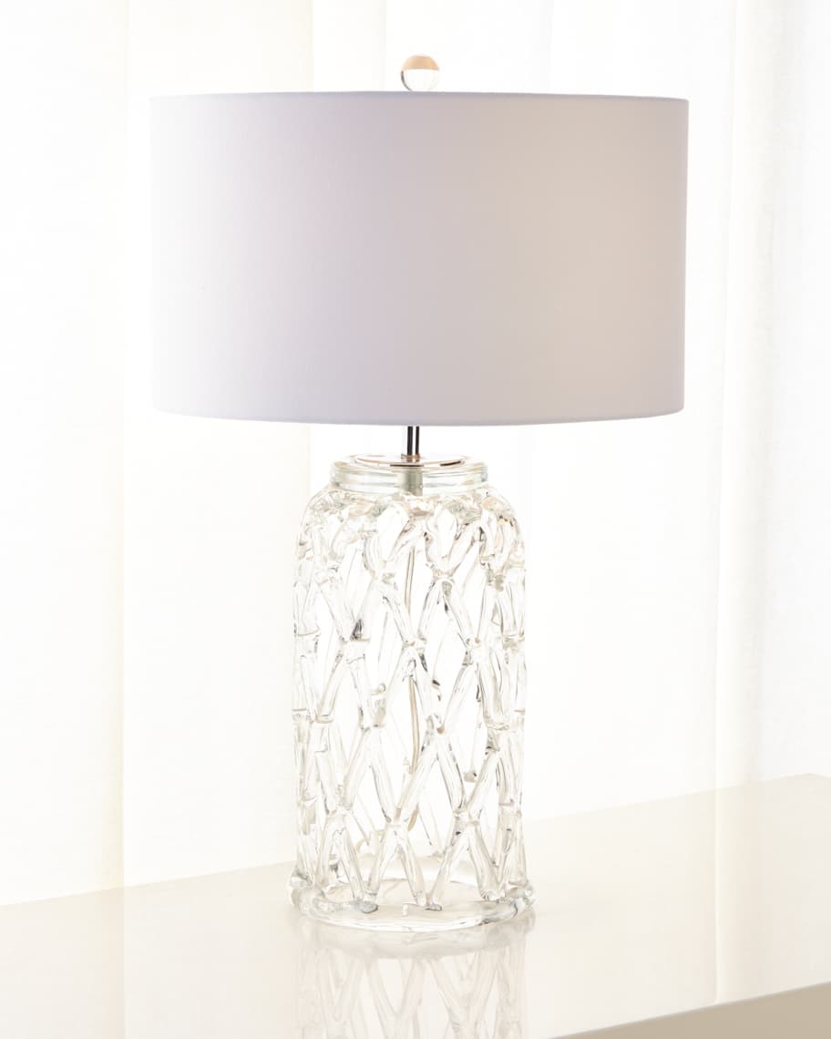 Image 3 of 3: Glass Lattice Table Lamp