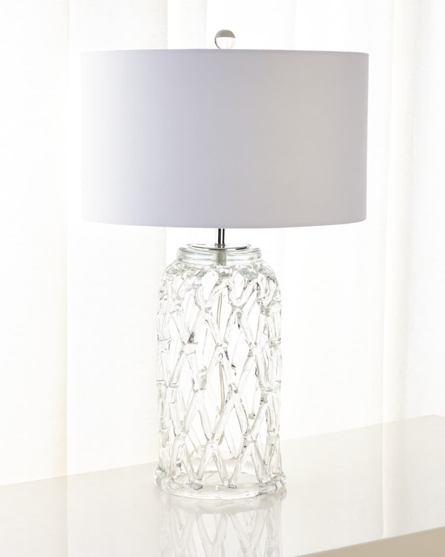 Image 1 of 3: Glass Lattice Table Lamp