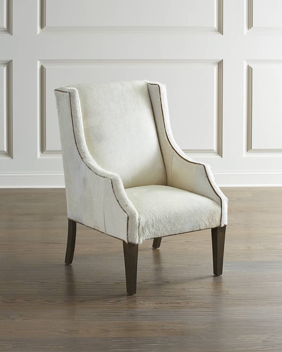 Image 1 of 3: Glacier Hair Hide Wing Chair