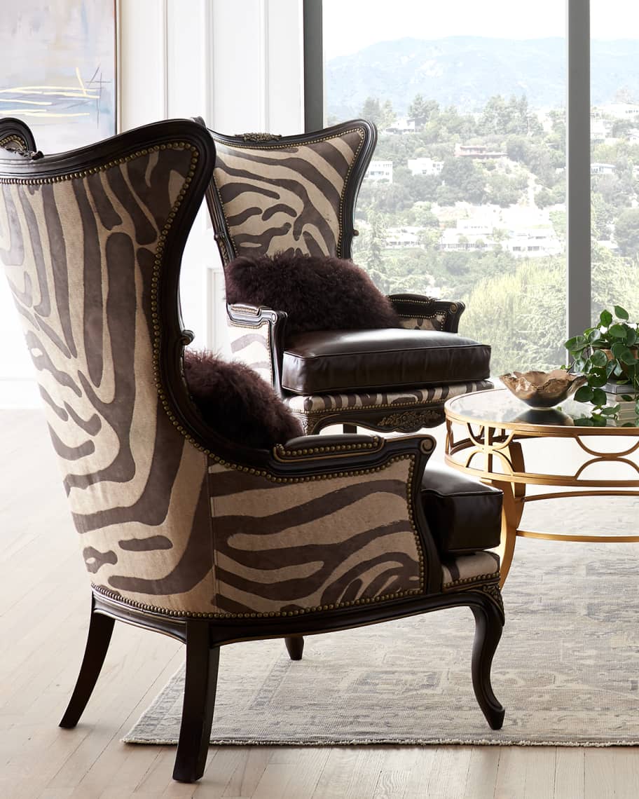 Zebra print wingback chair hot sale