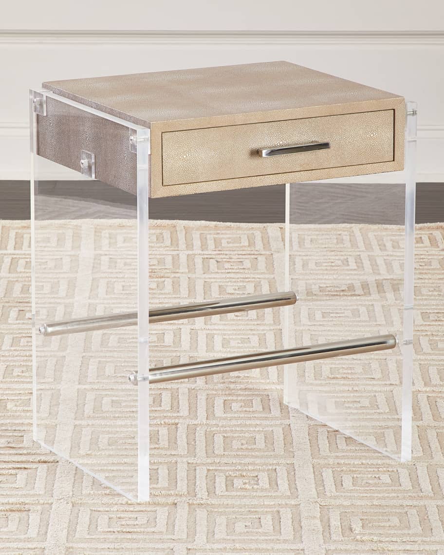 Image 1 of 3: Lucy Faux Shagreen & Acrylic Side Table