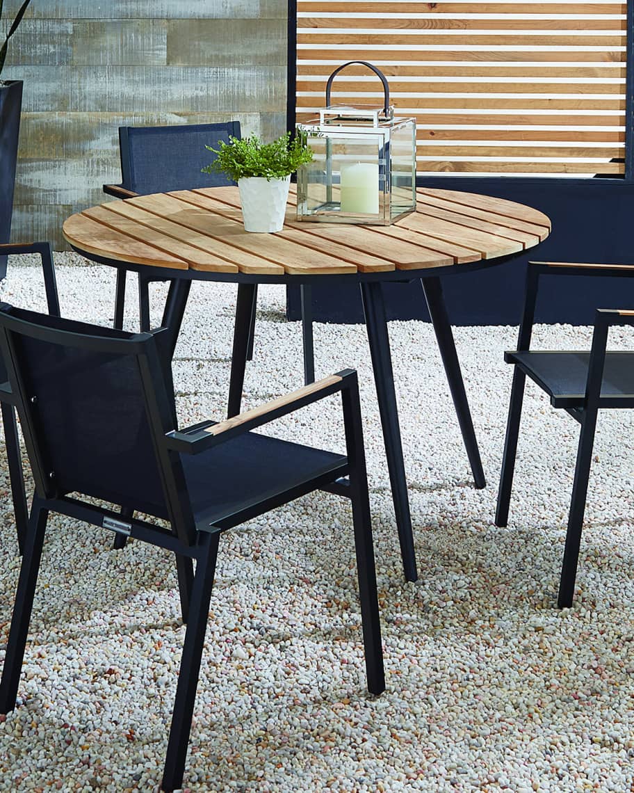 Image 1 of 1: Outdoor Dining Table with Teak Top