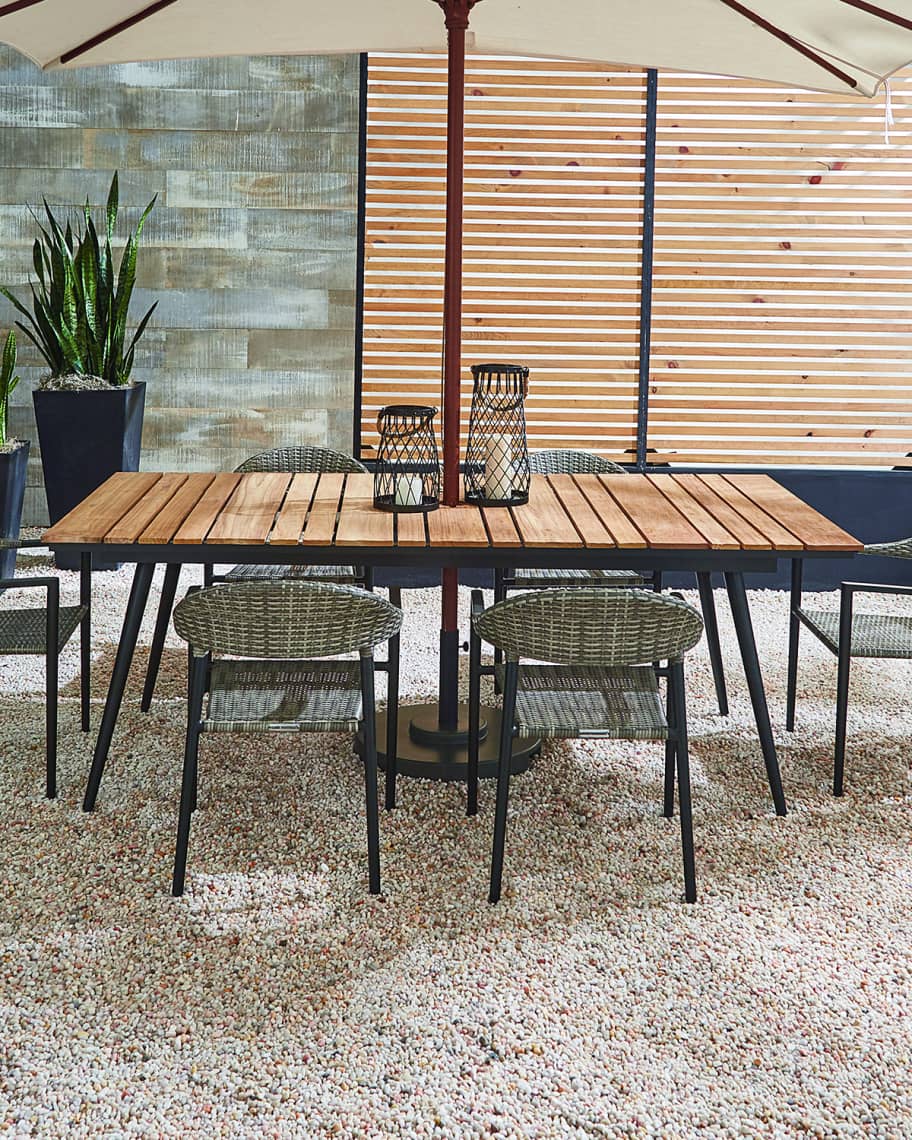 Image 1 of 1: Outdoor Rectangular Dining Table with Teak Top