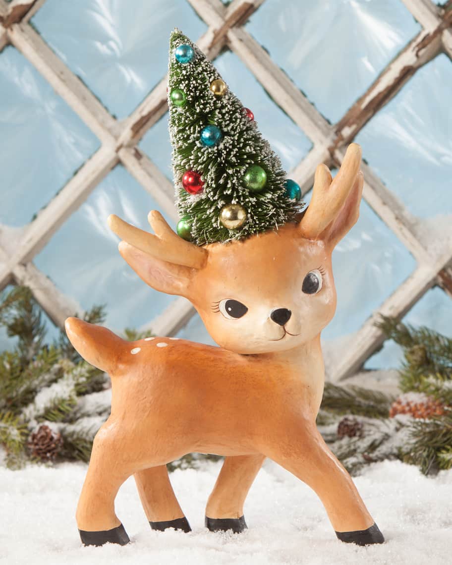 Image 1 of 1: Merry and Bright Standing Reindeer Figurine