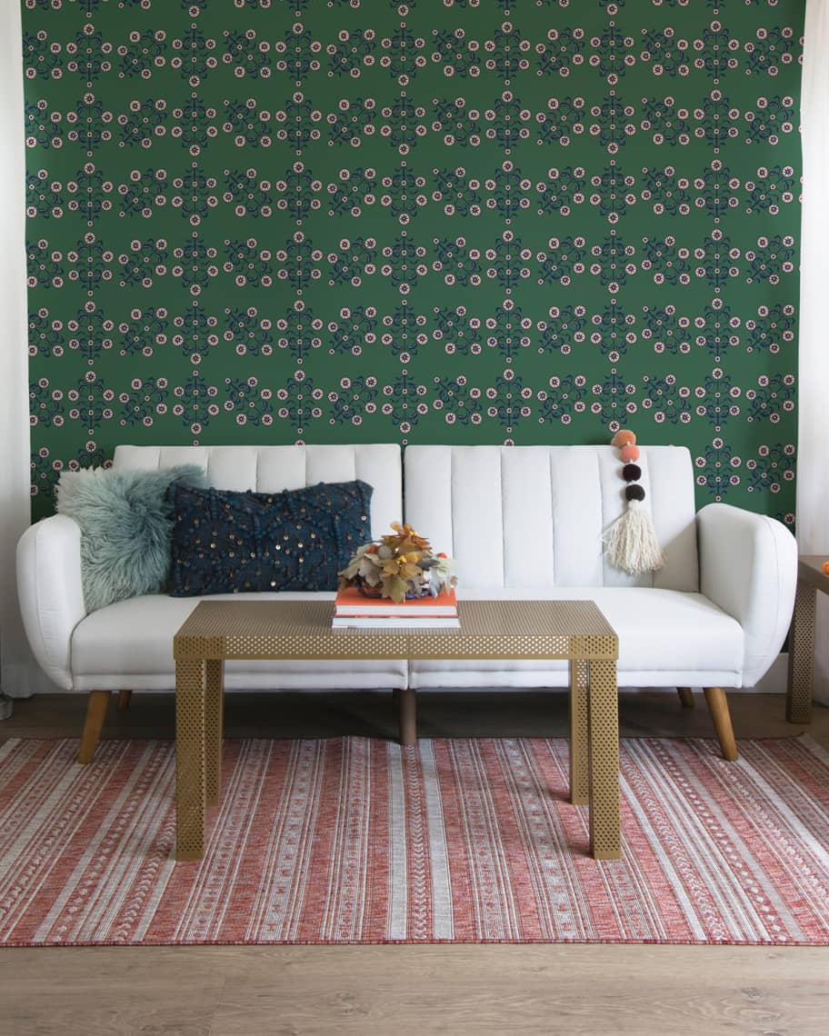 Image 1 of 5: Block Print Floral Removable Wallpaper